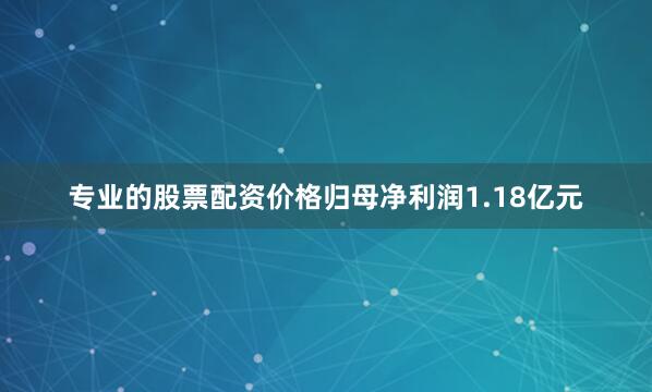 专业的股票配资价格归母净利润1.18亿元