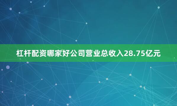 杠杆配资哪家好公司营业总收入28.75亿元